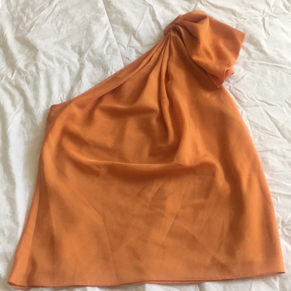 One shoulder Orange Top